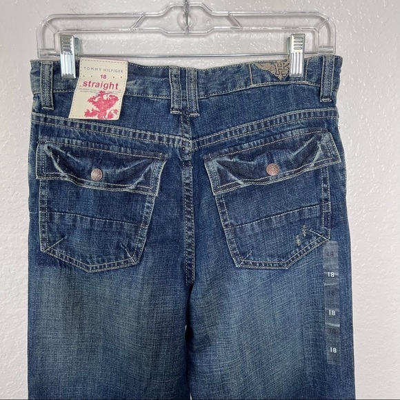 Tommy Hilfiger Jean Boys size 18 straight dark wash Blue Youth kids Dark Wash C2 - Picture 5 of 9